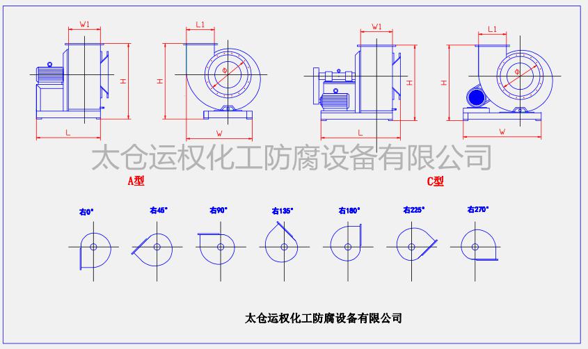 YQ 4-72型聚丙烯（PP）防腐風(fēng)機型號